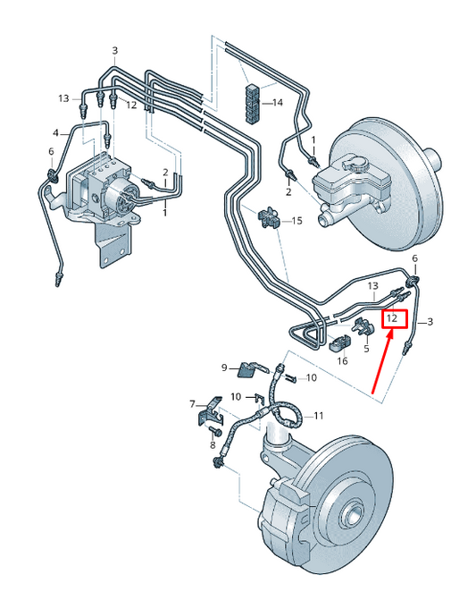 new vw t-roc a1 brake pipe from hydraulic to separation point 5q2614725p