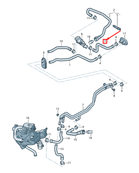 new audi a6 avant c7 auxiliary heater coolant feed hose 4g1265373a original