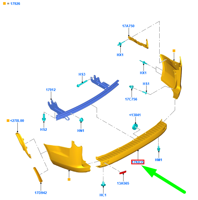 new ford tourneo custom rear bumper cover trim 2183639 original