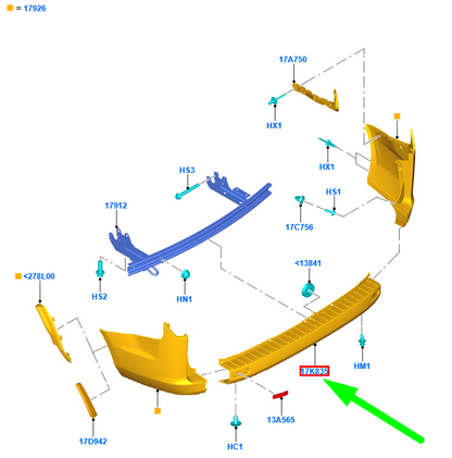 new ford tourneo custom rear bumper cover trim 2183639 original