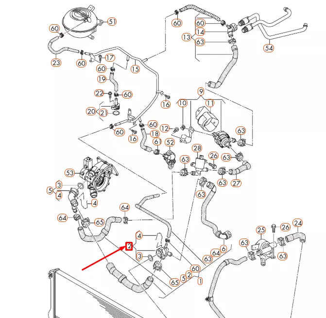 NEW AUDI A3 8V RADIATOR COOLANT HOSE ADAPTER 5Q0122291BL ORIGINAL