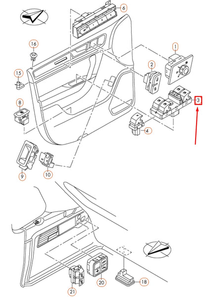 NEW VW TOUAREG 7P MK2 FRONT LEFT DOOR WINDOW SWITCH LHD 7P6959857BXSH