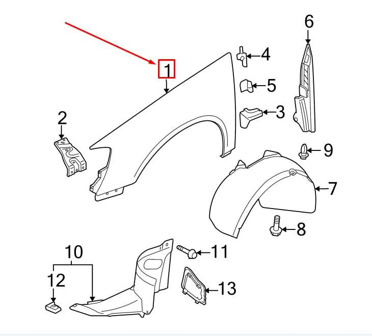 NEW VW PASSAT B6 3C FRONT RIGHT FENDER 3C0821022 ORIGINAL