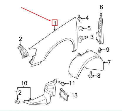 NEW VW PASSAT B6 3C FRONT RIGHT FENDER 3C0821022 ORIGINAL