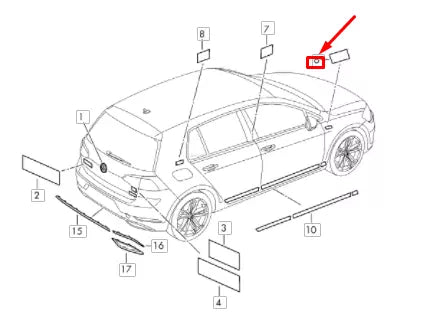 NEW VOLKSWAGEN GOLF 5G MK7 RIGHT WING MANUFACTURER BADGE 5G0853688BGFOD ORIGINAL