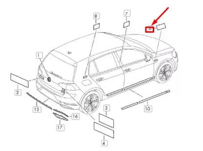 NEW VOLKSWAGEN GOLF 5G MK7 RIGHT WING MANUFACTURER BADGE 5G0853688BGFOD ORIGINAL