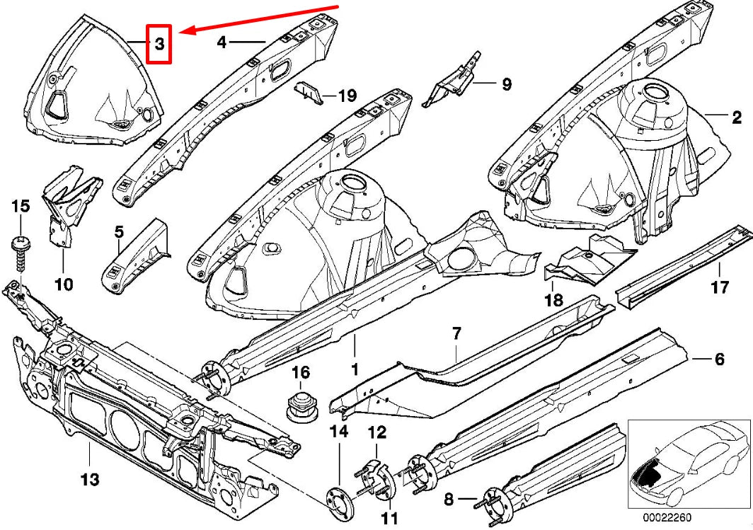 NEW BMW 5 E39 FRONT RIGHT WHEEL HOUSING SECTION 41148203424 8203424 ORIGINAL