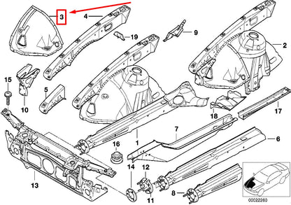 NEW BMW 5 E39 FRONT RIGHT WHEEL HOUSING SECTION 41148203424 8203424 ORIGINAL