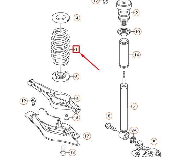 NEW VOLKSWAGEN GOLF 5K MK6 REAR AXLE COIL SPRING 1K0511115EB ORIGINAL