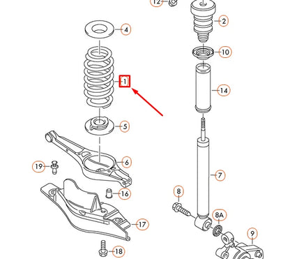 NEW VOLKSWAGEN GOLF 5K MK6 REAR AXLE COIL SPRING 1K0511115EB ORIGINAL