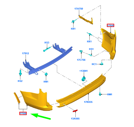 new ford transit custom mk1 rear bumper left side end cap 2273160 original