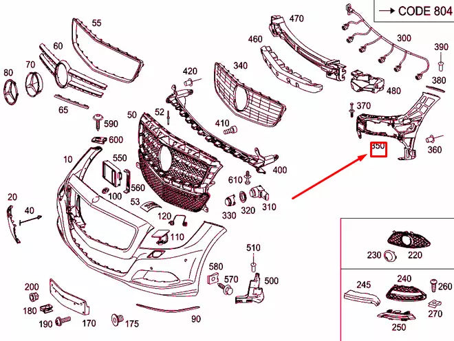 NEW MERCEDES-BENZ CLS C218 FRONT BUMPER RIGHT BASIC MOUNTING A2188852065