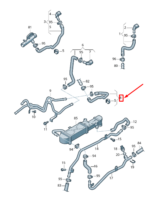 new vw golf vi 5k mk6 engine auxiliary heater coolant hose 1k0121157en original