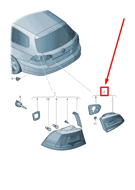 NEW VW PASSAT B7 362 REAR LEFT TAILLIGHT LHD 3AF945307E ORIGINAL
