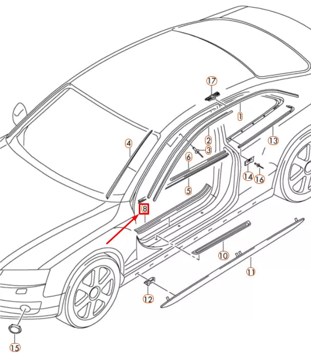 NEW AUDI A5 COUPE 8T3 FRONT RIGHT INTERIOR STEP TRIM 8T0853906B4PK ORIGINAL