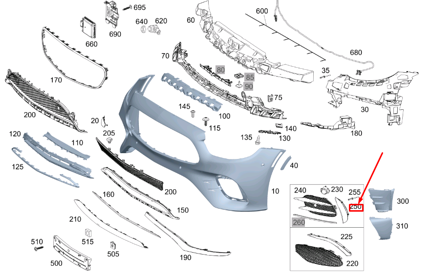 new mercedes-benz e c238 front bumper right trim strip a2138856406 original
