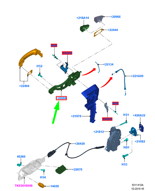 new ford ranger t6 mk1 front right door lock reinforcement lhd 1735665 original