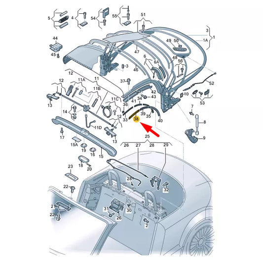 NEW AUDI TT 8J SOFT TOP FRAME FRONT RIGHT SEAL 8J7871456 ORIGINAL