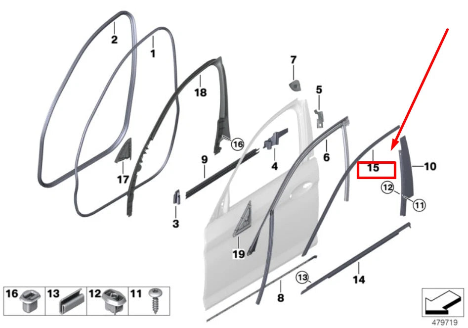 NEW BMW 5 G30 FRONT RIGHT WINDOW FRAME COVER 51337390114 7390114 ORIGINAL