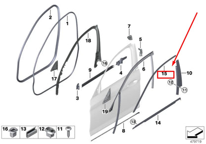 NEW BMW 5 G30 FRONT RIGHT WINDOW FRAME COVER 51337390114 7390114 ORIGINAL