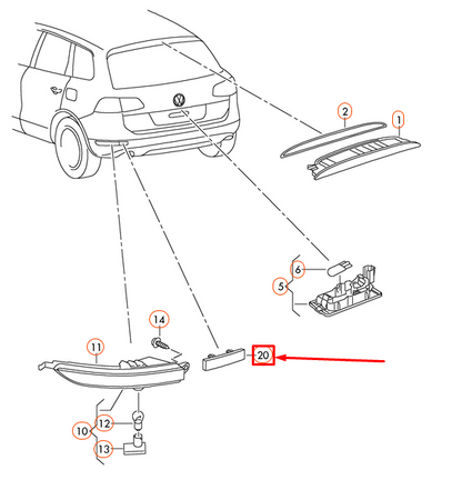 NEW VOLKSWAGEN TOUAREG 7P REAR LEFT INNER REAR REFLECTOR 7P6945105 ORIGINAL