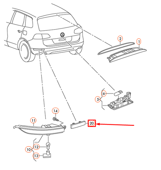 NEW VOLKSWAGEN TOUAREG 7P REAR LEFT INNER REAR REFLECTOR 7P6945105 ORIGINAL