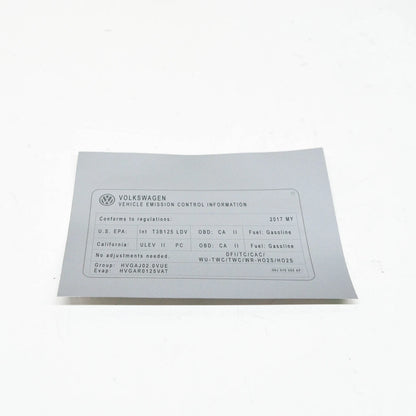 NEW VOLKSWAGEN ENGINE DATA NOTICE LABEL STICKER 06J010005AP ORIGINAL