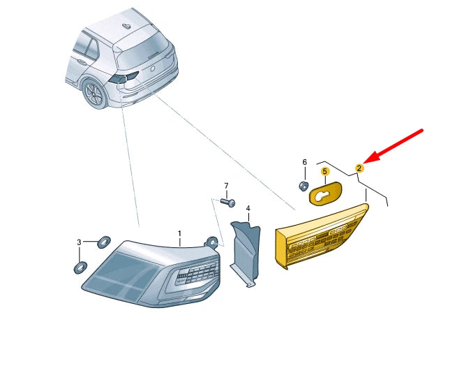 NEW VOLKSWAGEN GOLF MK8 REAR RIGHT INNER LED TAILLIGHT LHD 5H0945308 ORIGINAL