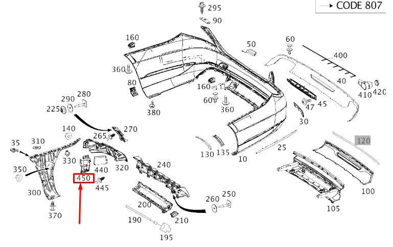 NEW MERCEDES-BENZ S W222 REAR BUMPER RADAR LEFT BRACKET A2228850514 ORIGINAL