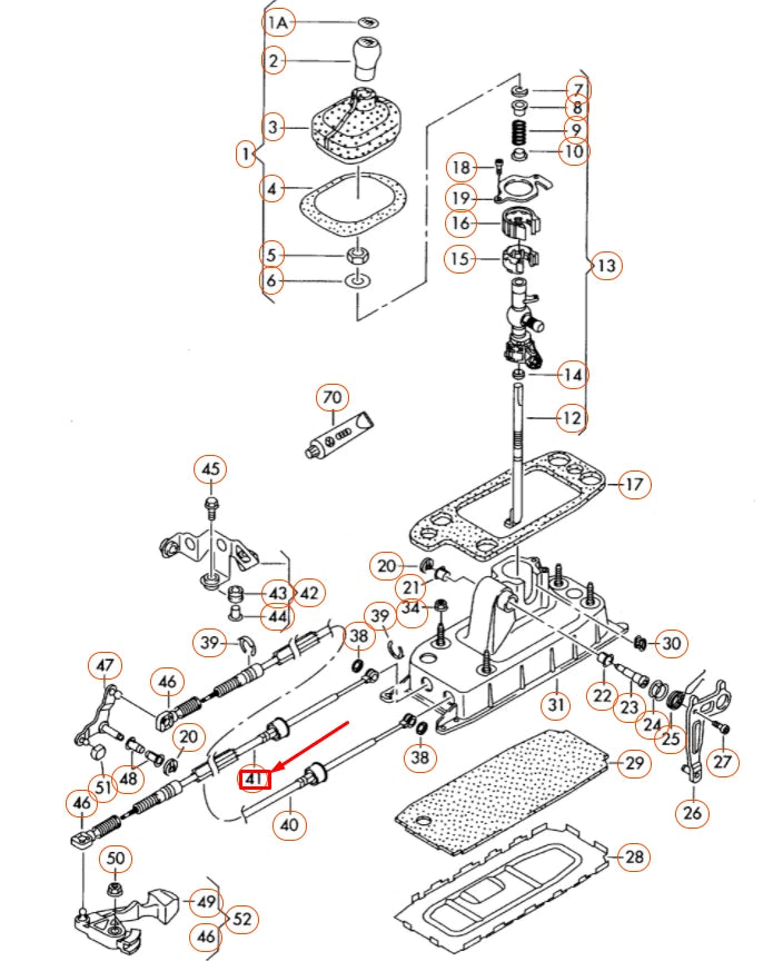 NEW VOLKSWAGEN GOLF 5K MK6 MANUAL TRANSMISSION SHIFTER CABLE 1K0711265AT