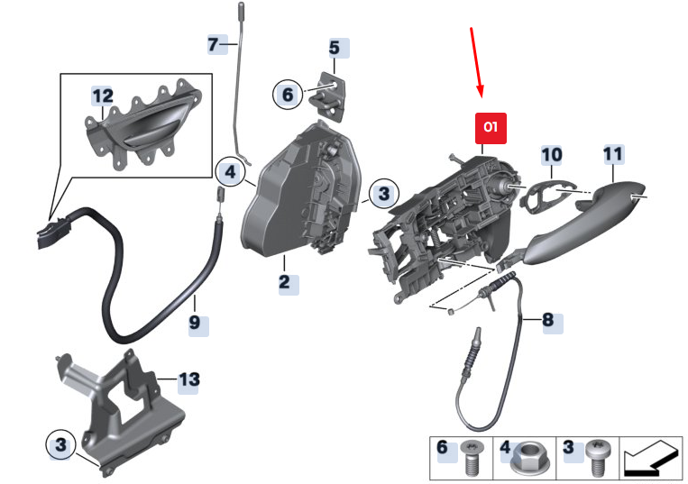 new bmw 5 gran turismo f07 left carrier catch with key 51217248705 original