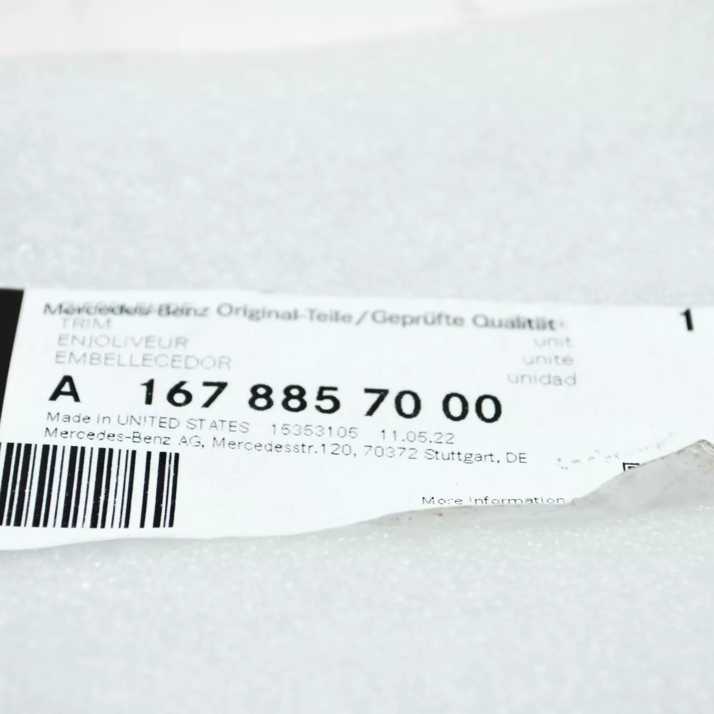 NEW MERCEDES-BENZ GLE W167 REAR RIGHT TAIL PIPE TRIM MOLDING A1678857000