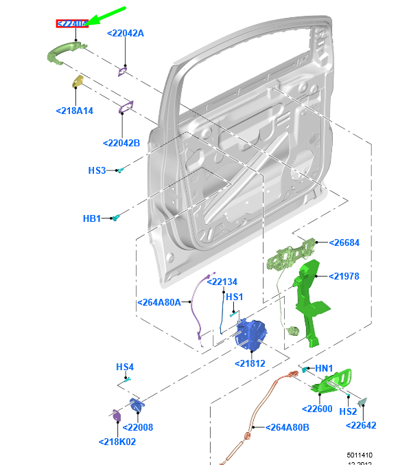 new ford kuga mk2 front door outer handle f1eb-226a40-adxwaa 2113902 original