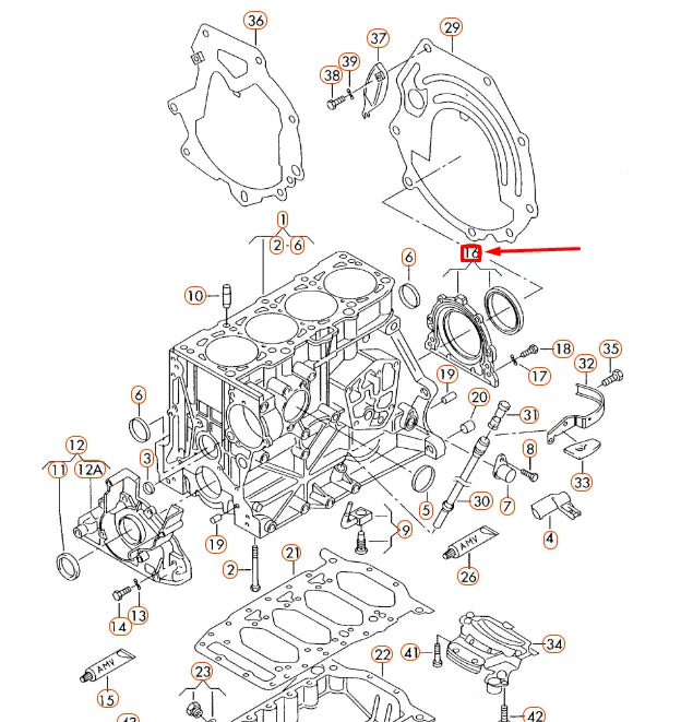 NEW AUDI A1 8X REAR CRANKSHAFT SEALING FLANGE 06A103171A