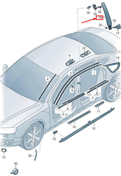 new audi a5 8t left pillar b trim 8t8853289 t94 8t8853289t94 original