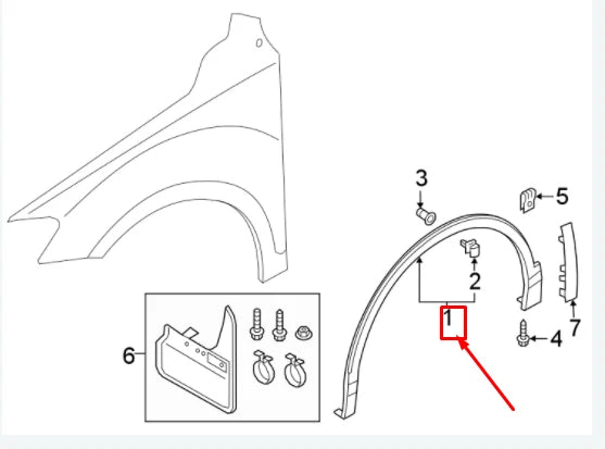 NEW VOLKSWAGEN TIGUAN AD MK2 FRONT LEFT WHEEL ARCH MOLDING 5NN854731A9B9