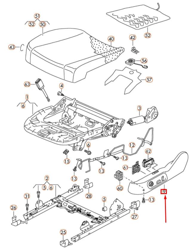 NEW VOLKSWAGEN CC FRONT LEFT SEAT FRAME TRIM 3C8881313B9B9 ORIGINAL