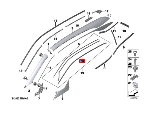 NEW BMW I3 I01 LEFT ROOF FRAME STRIP PIPING 51337288981 ORIGINAL