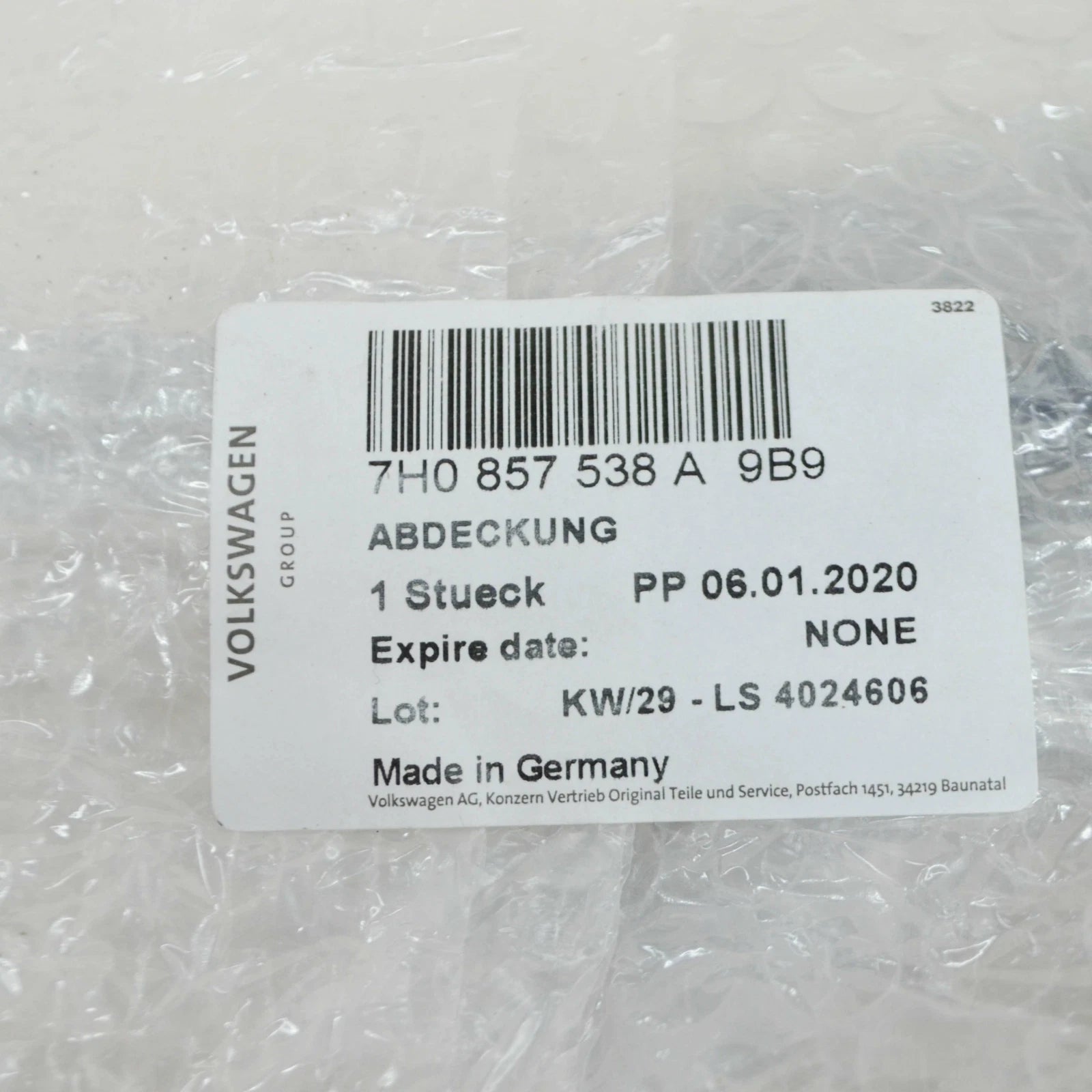 NEW VW TRANSPORTER T5 FRONT RIGHT MIRROR TRIANGLE COVER 7H0857538A9B9 ORIGINAL