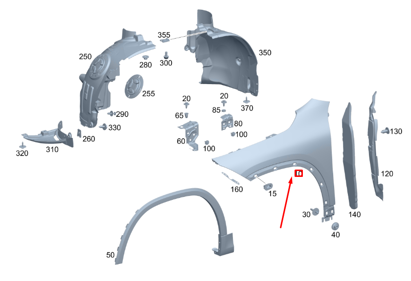 new mercedes-benz gla h247 front right fender a2478811200 original