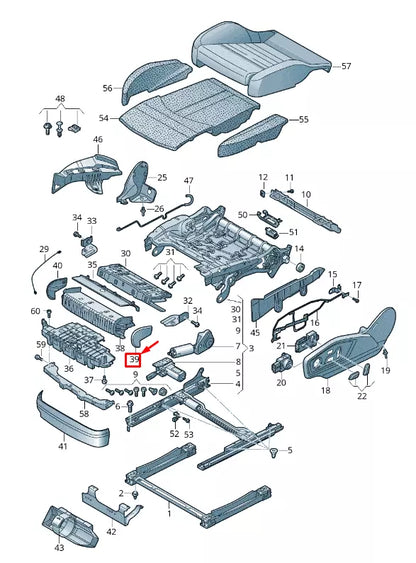 NEW AUDI Q7 4M FRONT LEFT SEAT CUSHION DEPTH EXTENSION TRIM 4M0881791SF3