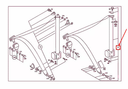 NEW MERCEDES-BENZ SL R107 FRONT SEAT LESS LOCK SAFETY BELT A1078609285 ORIGINAL