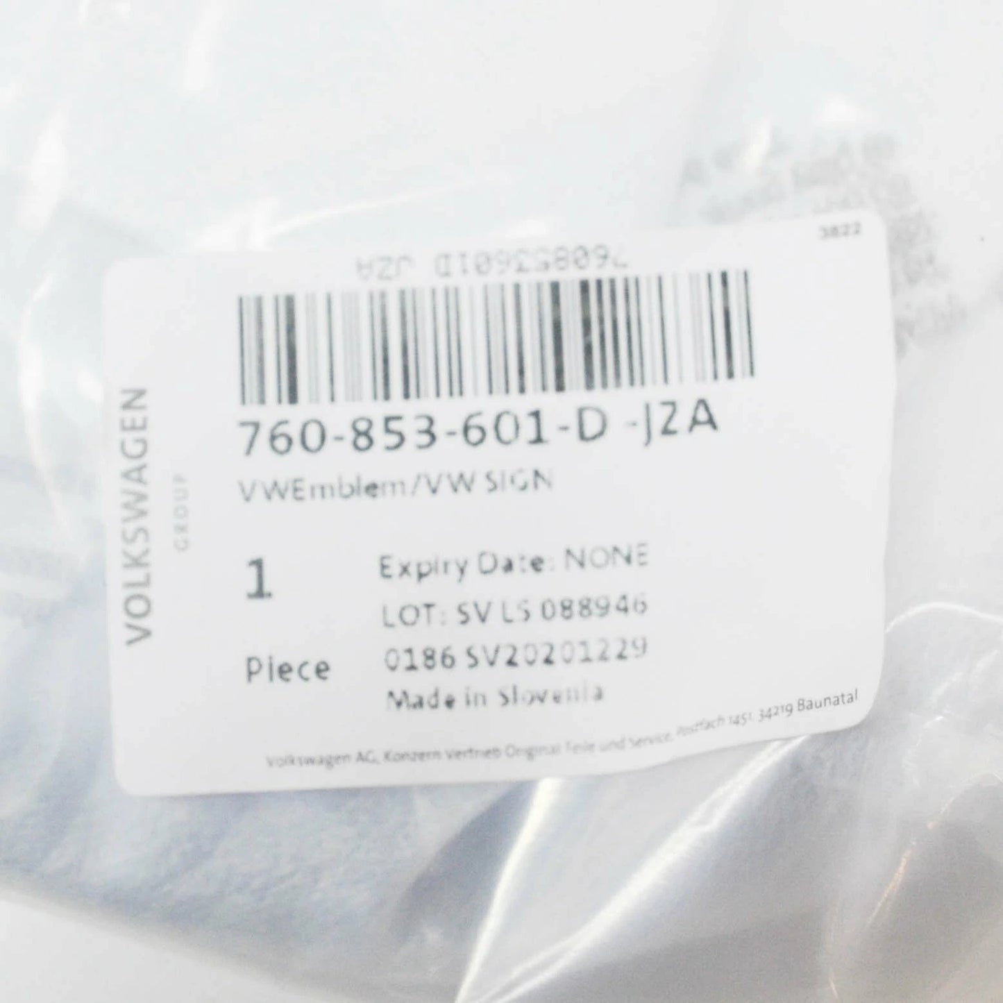 NEW VOLKSWAGEN TOUAREG CR BONNET BADGE EMBLEM 760853601DJZA 2018 ORIGINAL