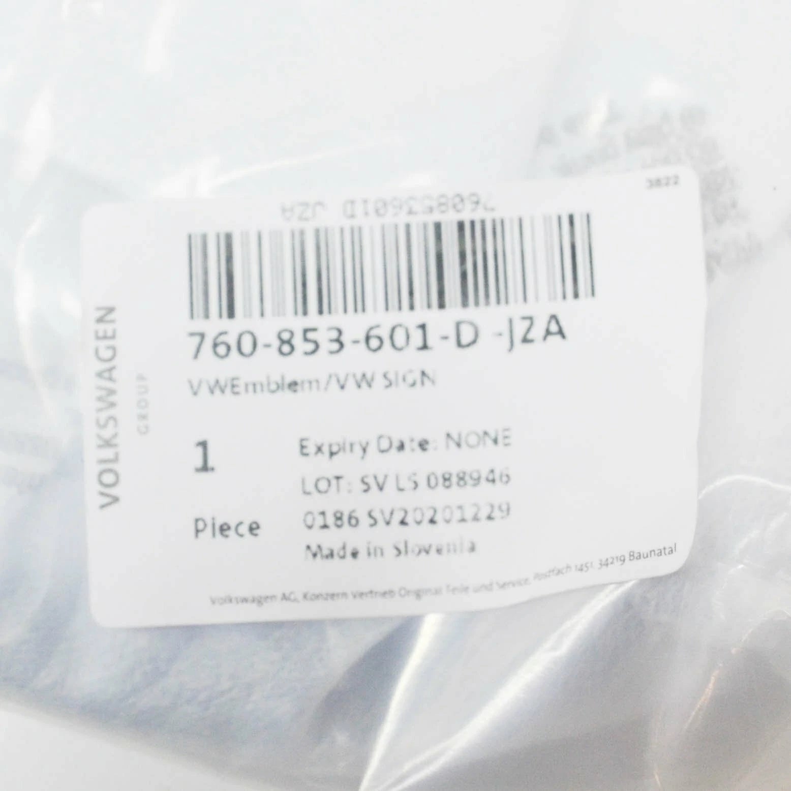 NEW VOLKSWAGEN TOUAREG CR BONNET BADGE EMBLEM 760853601DJZA 2018 ORIGINAL