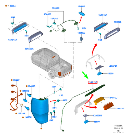 new ford ranger t6 mk1 rear stop additional lamp eb3b-13a613-eb 2343673 original