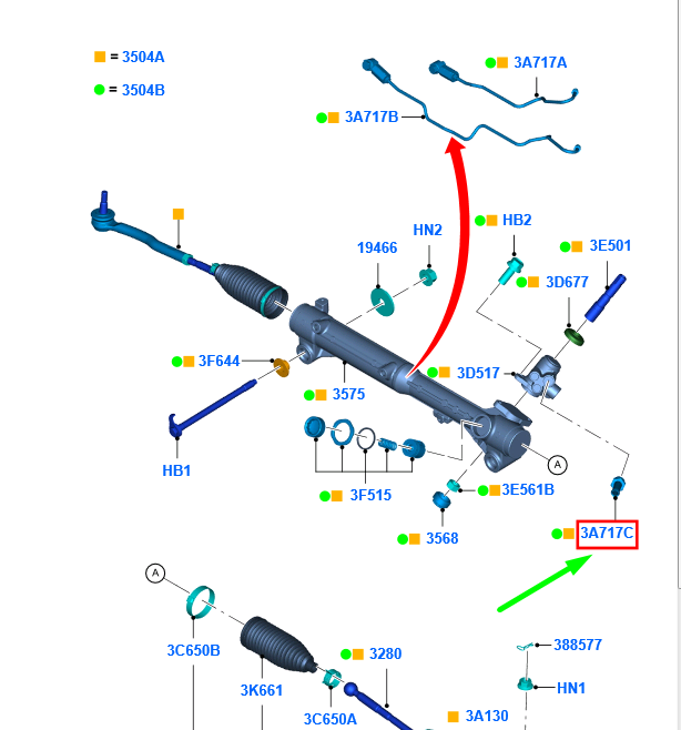new ford ranger t6 power steering hose connector 1725986 ab31-3a719-na original