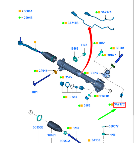 new ford ranger t6 power steering hose connector 1725986 ab31-3a719-na original