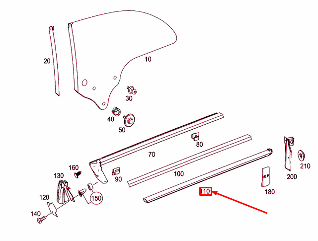 new mercedes-benz clk c209 rear left side window trim strip a2096700122 original