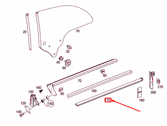 new mercedes-benz clk c209 rear left side window trim strip a2096700122 original