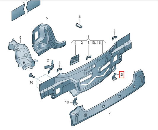 NEW VOLKSWAGEN POLO 6R REAR RIGHT BUMPER BRACKET 6R6813746A